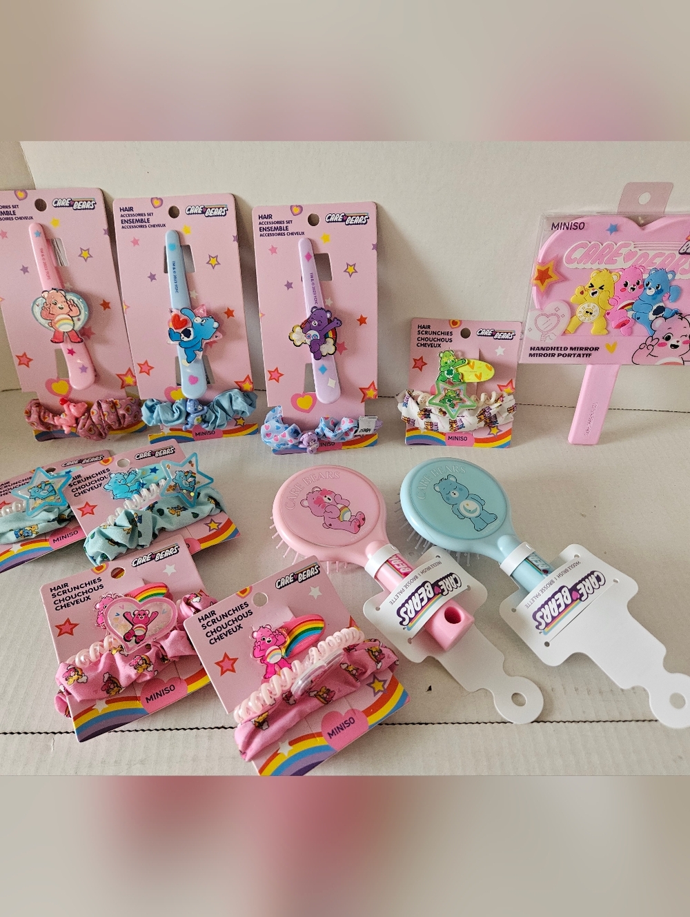 Care Bears Hair Brush & Scrunchie Set - Pink, Light Blue, Purple, Green